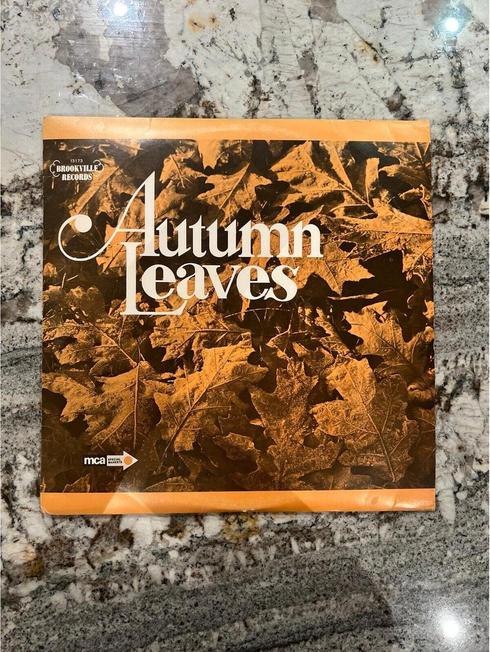 Vinyl record, autumn leaves